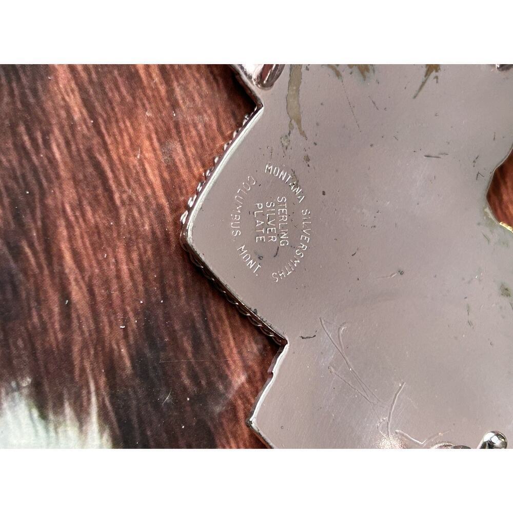 Vintage Triple Heart Sterling Silver Plate Montana Silversmiths Belt Buckle - Picture 8 of 10